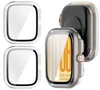 GIOPUEY Cover Compatibile con Vivo Watch GT 2, [2 Pezzi] Pellicola Protettiva Vetro + Cornice in Plastica Rigida Custodia - Transparent+Transparent