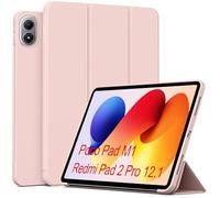 GIOPUEY Cover Compatibile con Xiaomi Poco Pad M1 12.1 2025, Flip Pelle + Morbida Custodia in Silicone, consistenza Simile alla Pelle Case - Pink