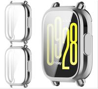 GIOPUEY Cover Compatibile con Xiaomi Redmi Watch 5 Active, [2 Pezzi] Soft TPU, Shock Resistant Custodia - Silver+Silver