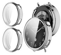 GIOPUEY Cover Compatibile con Xiaomi Watch S4 41mm, [2 Pezzi] Soft TPU, Shock Resistant Custodia - Silver+Silver