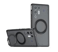 GIOPUEY Cover Magnetica per Nubia RedMagic 11 PRO， Compatibile con MagSafe， con Supporto Girevole a 360°, PC+TPU Finitura Antiurto Protettiva Cellulare Custodia - Black