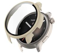 GIOPUEY Cover per Amazfit Balance, Pellicola Protettiva Vetro + Cornice in Plastica Rigida, Amazfit Balance Custodia - Beige
