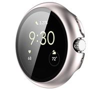 GIOPUEY Cover per Google Pixel Watch 1/2/3 41mm, Pellicola Protettiva Vetro + Cornice in Plastica Rigida, Protezione a 360°, Google Pixel Watch 1/2/3 41mm Custodia - Champagne Gold