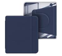 GIOPUEY Cover per Kobo Libra Colour/Kobo Libra 2, Custodia Girevole a 360 Gradi Design Magnetico Rimovibile, Custodia Protettiva Regolabile con Supporto Posteriore Trasparente - Navy Blue