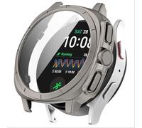 GIOPUEY Cover per Samsung Galaxy Watch 7 40MM, Pellicola Protettiva Vetro + Cornice in Plastica Rigida, Samsung Galaxy Watch 7 40MM Custodia - Titanium