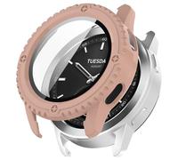 GIOPUEY Cover per Xiaomi Watch S3, Pellicola Protettiva Vetro + Cornice in Plastica Rigida, Xiaomi Watch S3 Custodia - Pink