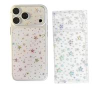 GIOPUEY Pellicola Protettiva Retro per iPhone 17 PRO, Protettore di Caméra Piattaforma dell'Obiettivo, Materiale Pet Morbido e Leggero, Protezione Fotocamera - Star Bling 2+2 pièces