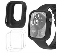 GIOPUEY Silicone Cover per Huawei Watch Fit 3, con 3 Pezzi Pellicola Protettiva flim, Morbido TPU Silicone Case Protettiva, Huawei Watch Fit 3 Custodia - Black