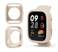 GIOPUEY Silicone Cover per Xiaomi Redmi Watch 3, [2 Pezzi] Morbido TPU Silicone Case Protettiva, Ultra-Sottile, Xiaomi Redmi Watch 3 Custodia - Beige