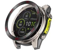GIOPUEY Stile della Lunetta per Garmin Fenix 8 AMOLED 43mm, Bezel Styling Ring Acciaio Inossidabile Anello della Lunetta, Anello Protettivo in Metallo in Lega di Alluminio - A-Black/Red