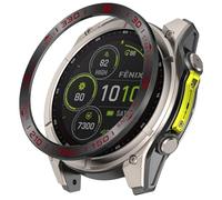 GIOPUEY Stile della Lunetta per Garmin Fenix 8 Solar 51mm, Bezel Styling Ring Acciaio Inossidabile Anello della Lunetta, Anello Protettivo in Metallo in Lega di Alluminio - B-Black/Red