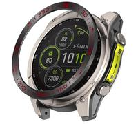 GIOPUEY Stile della Lunetta per Garmin Quatix 8 47mm, Bezel Styling Ring Acciaio Inossidabile Anello della Lunetta, Anello Protettivo in Metallo in Lega di Alluminio - SD-Black/Red