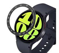 GIOPUEY Stile della Lunetta per Samsung Galaxy Watch 6 40MM, Bezel Styling Ring Acciaio Inossidabile Anello della Lunetta, Anello Protettivo in Metallo in Lega di Alluminio - E-Black