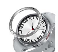 GIOPUEY Stile della Lunetta per Samsung Galaxy Watch 6 Classic 43MM, Bezel Styling Ring Acciaio Inossidabile Anello della Lunetta, Anello Protettivo in Metallo in Lega di Alluminio - E-Silver