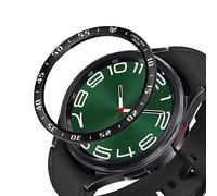 GIOPUEY Stile della Lunetta per Samsung Galaxy Watch 6 Classic 47MM, Bezel Styling Ring Acciaio Inossidabile Anello della Lunetta, Anello Protettivo in Metallo in Lega di Alluminio - A-Black