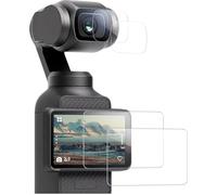 GIOPUEY Vetro Temperato Compatibile con DJI Osmo Pocket 4, 2 Pezzi Pellicola Prottetiva e 2 Pezzi Pellicola Fotocamera, HD, Resistente ai Graffi, Senza Bolle (Transparent)