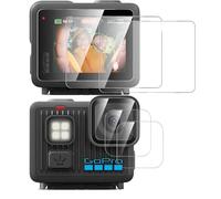 GIOPUEY Vetro Temperato Compatibile con GoPro Lit Hero, 2 Pezzi Pellicola Prottetiva e 2 Pezzi Pellicola Fotocamera, HD, Resistente ai Graffi, Senza Bolle (Transparent)