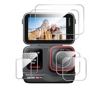 GIOPUEY Vetro Temperato Compatibile con Insta360 Ace PRO, 4 Pezzi Pellicola Prottetiva e 2 Pezzi Pellicola Fotocamera, HD, Resistente ai Graffi, Senza Bolle (Transparent)