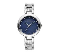 Giordano Eleganza Collection A2037 Orologio analogico da donna con variante di colore e cinturino in metallo tempestato di cristalli per completare il tuo look, regalo per donne, argento, Medium,
