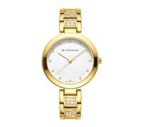 Giordano Eleganza Collection A2037 Orologio analogico da donna con variante di colore e cinturino in metallo tempestato di cristalli per completare il tuo look, regalo per donne, oro, Cinturino