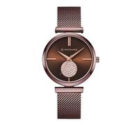 Giordano Eleganza Collection GD-4066 - Orologio da polso da donna, con quadrante tempestato di cristalli, resistente all'acqua, ideale come regalo per donne e ragazze, Quadrante: Marrone Cinturino: