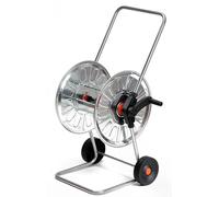Giordanoshop Carrello Avvolgitubo Manuale con Ruote 80 mt Tubo Ø1/2” in Acciaio Zincato Grigio Agrati