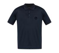 Giorgio Armani, ,Tops ,Uomo ,Blu ,L Polo con logo e finitura in velluto