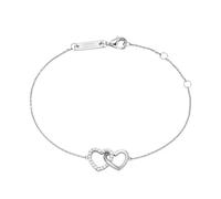 Giorgio Martello Milano Bracciale Due Cuori con Zirconi Bianchi, Argento 925, Eine Grösse, Argento sterling, zirconia cubica