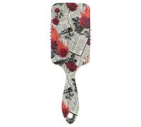 Giornale Burning Red Roses Spazzola per capelli retrò amichevole per capelli sottili spazzola massaggiatore per capelli lunghi con manico ergonomico cepillo para cabello de mujer
