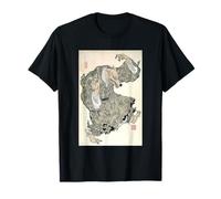 Giornale Giapponese Vintage Lupo Yokai Demone Ukiyo Horror Maglietta