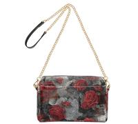 Giornali Rose Rosse Arte Retro Moda Piccole Borse A Tracolla Per Le Donne In Pelle Vegana Delle Donne Cross Body Borse Zip Borse A Tracolla
