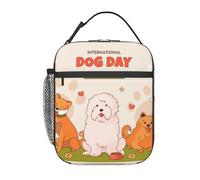 Giornata internazionale del cane - Borsa termica riutilizzabile per il pranzo - Piccola borsa frigo a prova di perdite, carina e capiente, ideale per uomini e donne al lavoro, picnic e campeggio.