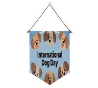 Giornata internazionale del cane con simpatiche facce di cane da appendere con asta telescopica bandierine bandiere decorazioni da cortile all'aperto per festival e giorni speciali