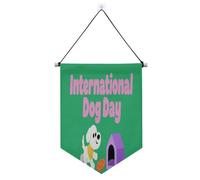Giornata internazionale del cane con simpatico cane bianco da appendere alla parete con asta telescopica Banner Display Decorazioni da appendere per festival e giorni speciali