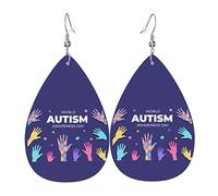 Giornata Mondiale della Consapevolezza dell'Autismo 2023 Orecchini per Donne Ragazze Gioielli Leggeri in Pelle Orecchini Pendenti a Goccia