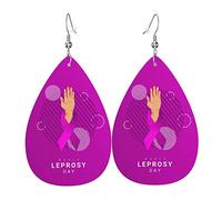Giornata mondiale della lebbra Orecchini in pelle PU Orecchini Earbob Orecchini pendenti a goccia per matrimonio da sposa per ragazze