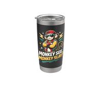 Giornata Nazionale Della Scimmia Monkey See Monkey Slay Bicchiere termico in acciaio inox doppia parete