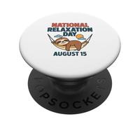 Giornata nazionale di rilassamento 15 agosto amaca bradipo PopSockets PopGrip Adesivo