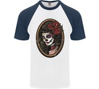 Giorno Dei Morti La Catrina Dotd Teschio di Zucchero DA UOMO S/S Baseball