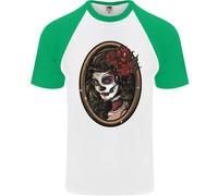 Giorno Dei Morti La Catrina Dotd Teschio di Zucchero DA UOMO S/S Baseball