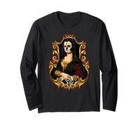 Giorno dei Morti Mona Lisa Decorato Día de Los Muertos Maglia a Manica