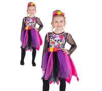 Giorno Dei Morti Pom-Pom Costume Ragazze Halloween Scheletro Vestito