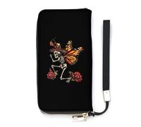 Giorno dei Morti Skull Skeleton Monarca Farfalla Portafoglio Sottile per le Donne Borsa Lunga Carino Pochette Da Polso Borsetta Titolari di, Stile:, 20x10.5cm
