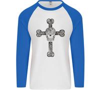 Giorno Dei Morti T-Shirt Baseball Lunga Uomo Con Teschio Di Zucchero