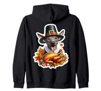 Giorno del Ringraziamento American Hairless Terrier Cane Proprietario Mamma papà Cucciolo Felpa con Cappuccio