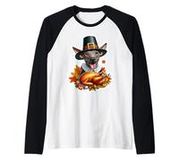 Giorno del Ringraziamento American Hairless Terrier Cane Proprietario Mamma papà Cucciolo Maglia con Maniche Raglan