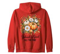 Giorno del Ringraziamento Harvest Pumpkins Yahuah è Una buona Fede Felpa con Cappuccio