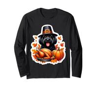 Giorno del Ringraziamento Nero Russo Terrier Cane Proprietario Mamma papà Divertente Maglia a Manica