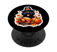 Giorno del Ringraziamento Nero Russo Terrier Cane Proprietario Mamma Papà Divertente PopSockets PopGrip Adesivo