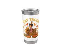 Giorno del Ringraziamento Turchia Mangia Tacos Sombrero Messicano Divertente Bicchiere termico in acciaio inox doppia parete